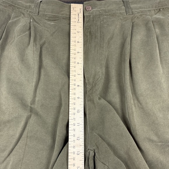 Tommy Bahama Men's Silk Pleated Dress Pants 36x27 Khaki Green Relaxed Fit - Picture 12 of 14